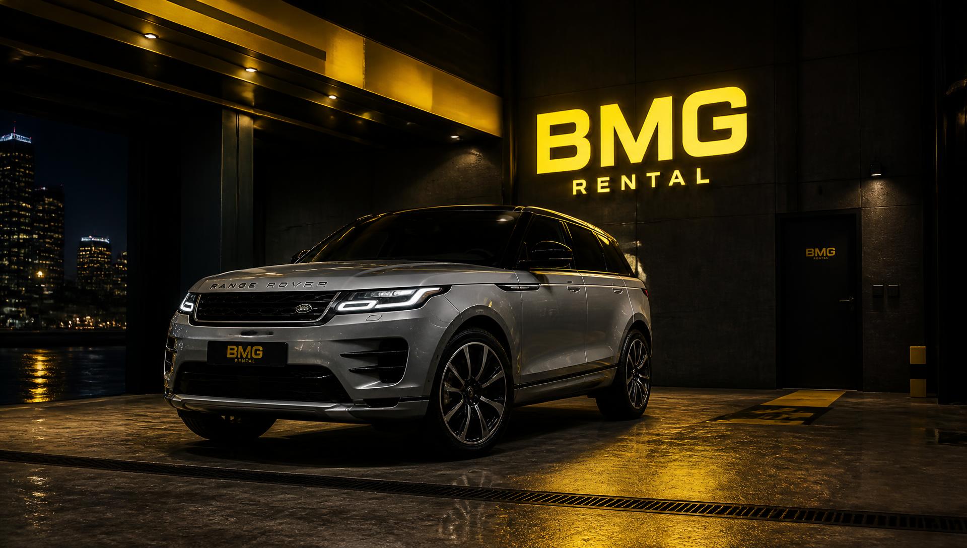 Premium SUV at a Rando rental station at night